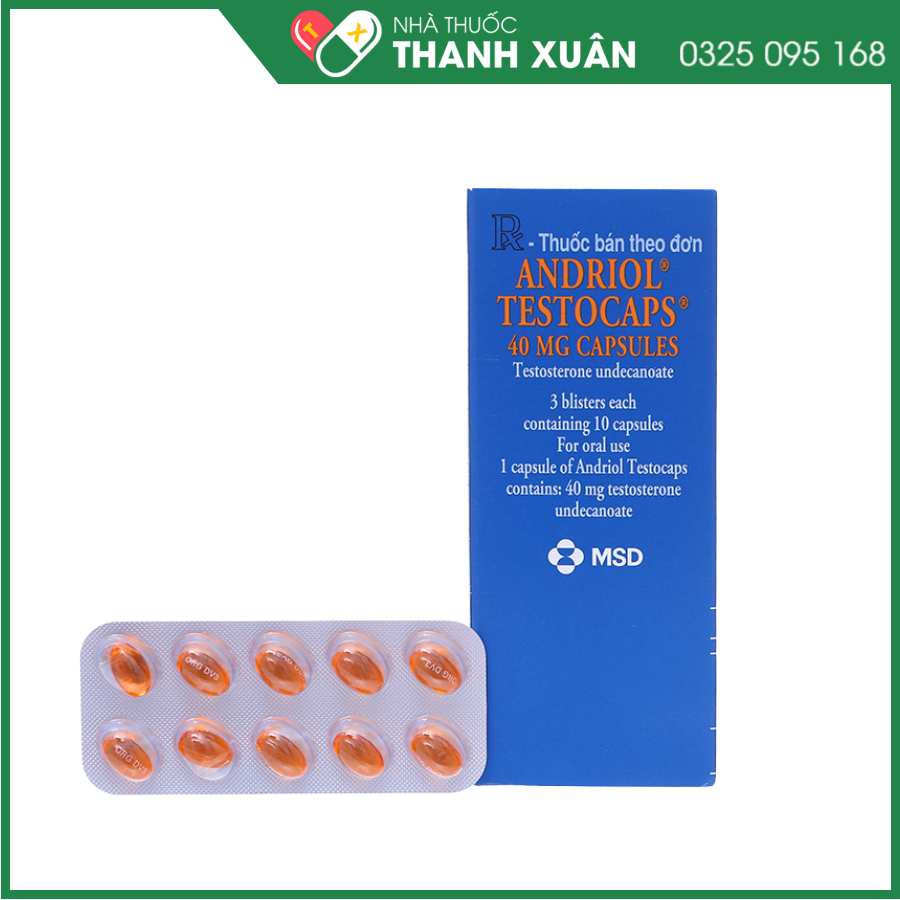 Andriol Testocaps 40mg bổ sung testosterone (3 vỉ x 10 viên)